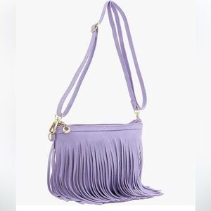 Fringe western crossbody bag with wrist strap or crossbody strap in lave…